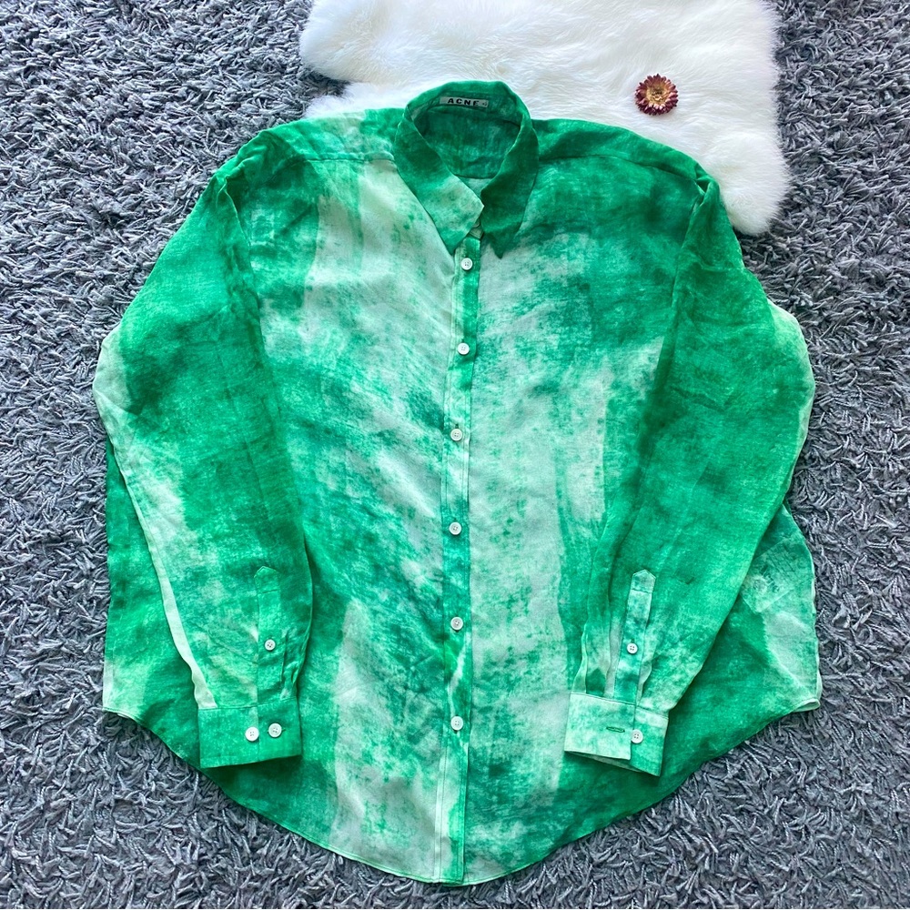 Acne Green Button-Up Blouse